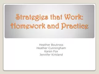 Strategies that Work: Homework and Practice
