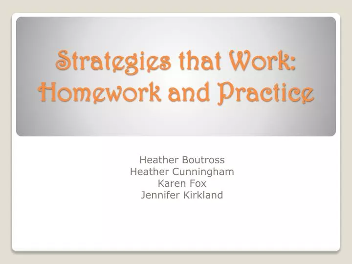strategies that work homework and practice