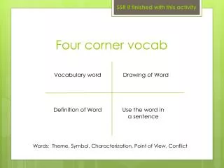 Four corner vocab