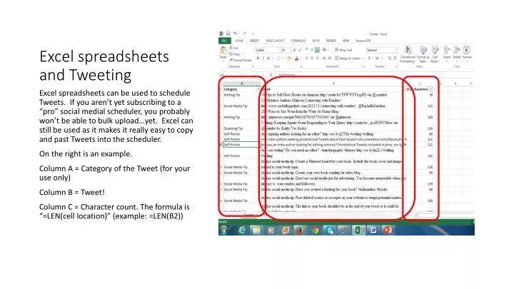 excel spreadsheets and tweeting