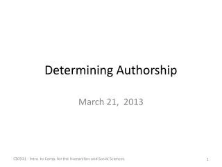 Determining Authorship
