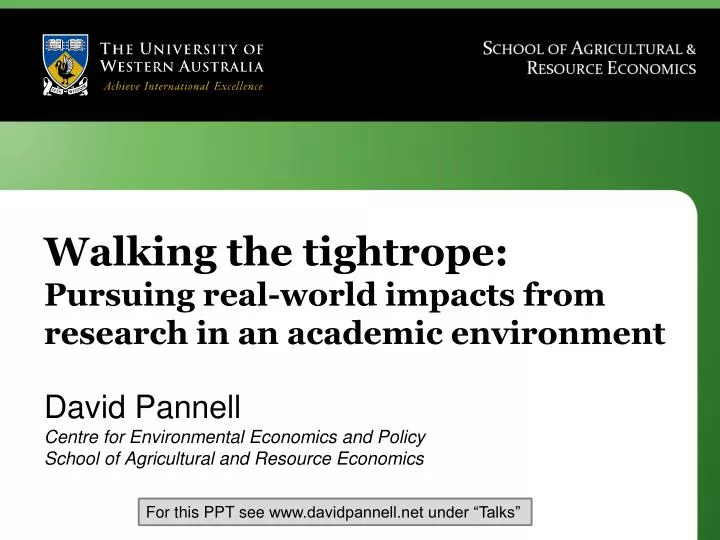walking the tightrope pursuing real world impacts from research in an academic environment