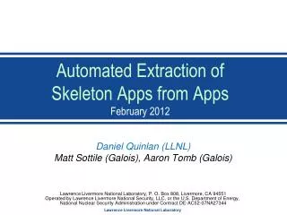 Automated Extraction of Skeleton Apps from Apps February 2012