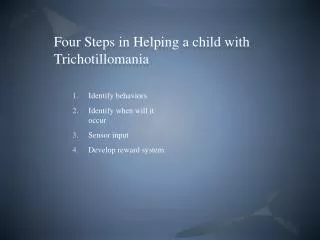 Four Steps in Helping a child with Trichotillomania