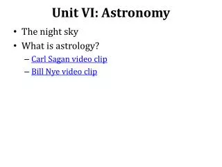 Unit VI: Astronomy