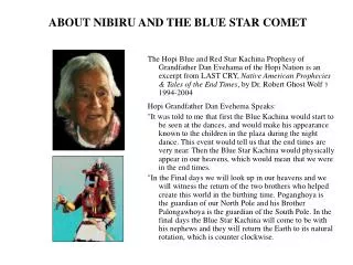 ABOUT NIBIRU AND THE BLUE STAR COMET