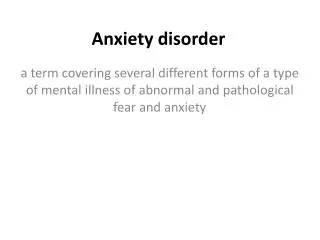 Anxiety disorder