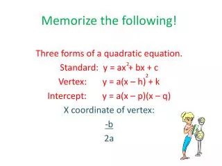 Memorize the following!