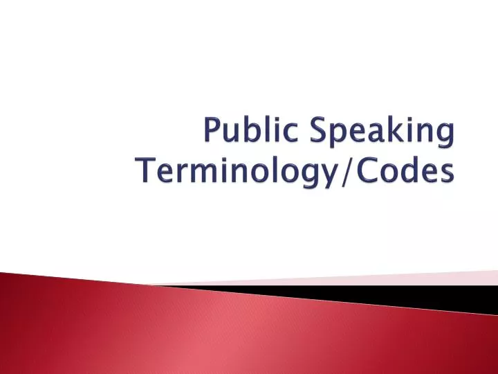 public speaking terminology codes