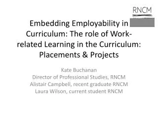 Kate Buchanan Director of Professional Studies, RNCM Alistair Campbell, recent graduate RNCM