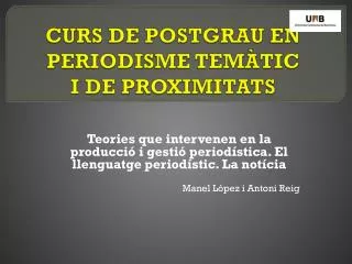 curs de postgrau en periodisme tem tic i de proximitats