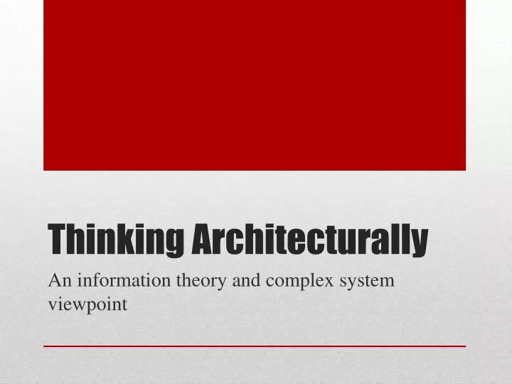 thinking architecturally