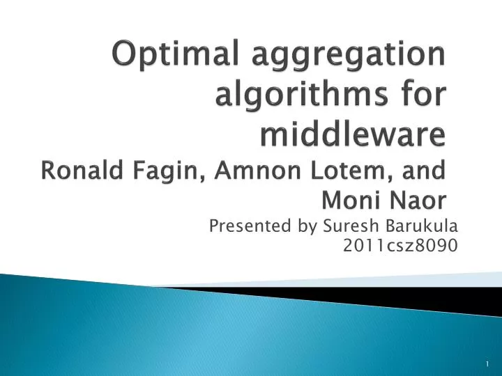 optimal aggregation algorithms for middleware ronald fagin amnon lotem and moni naor