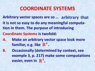 COORDINATE SYSTEMS