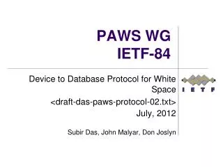 PAWS WG IETF-84