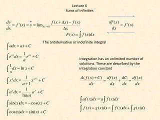 Lecture 6 Sums of infinities