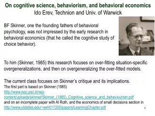 On cognitive science, behaviorism, and behavioral economics
