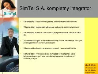 SimTel S.A. kompletny integrator