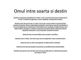 omul intre soarta si destin