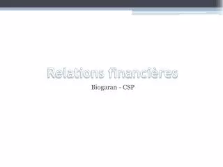 relations financi res