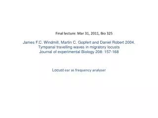 Locust ear as frequency analyser