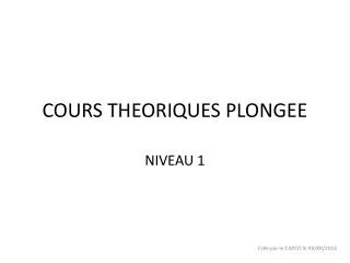 cours theoriques plongee