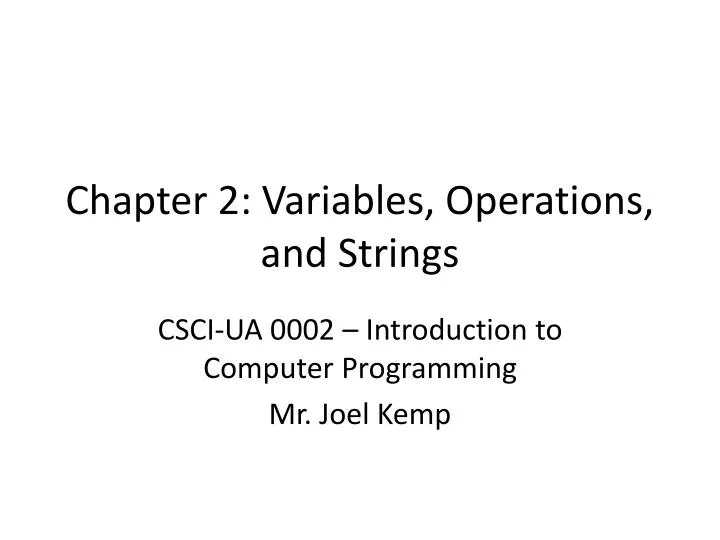chapter 2 variables operations and strings