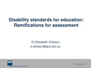 Disability standards for education: Ramifications for assessment