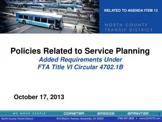Policies Related to Service Planning Added Requirements Under FTA Title VI Circular 4702.1B