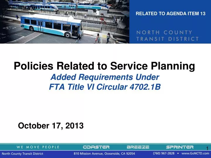 policies related to service planning added requirements under fta title vi circular 4702 1b