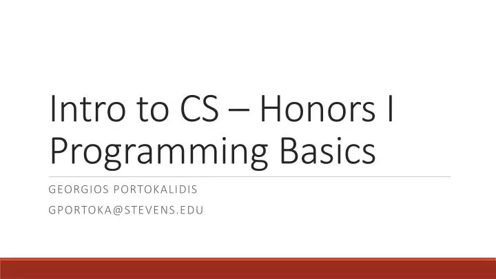 intro to cs honors i programming basics