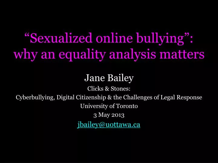 sexualized online bullying why an equality analysis matters