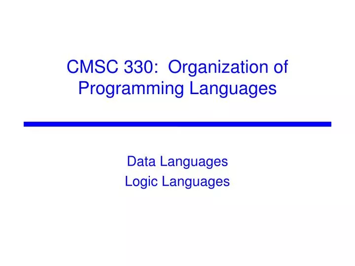 data languages logic languages