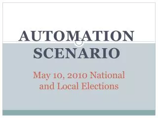 May 10, 2010 National and Local Elections