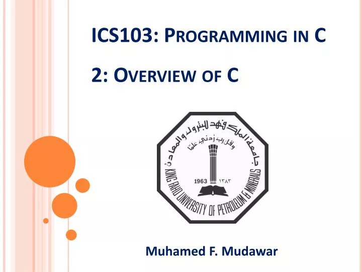 ics103 programming in c 2 overview of c