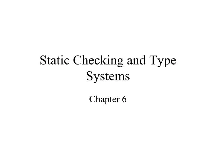static checking and type systems