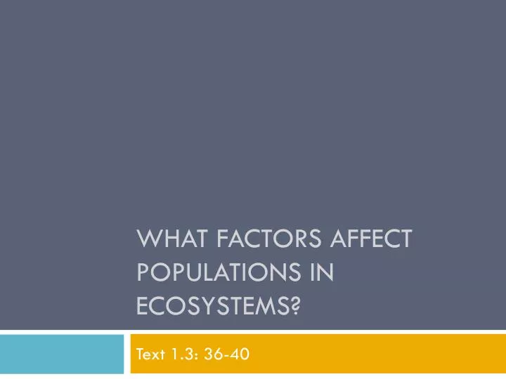 what factors affect populations in ecosystems