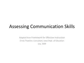 Assessing Communication Skills
