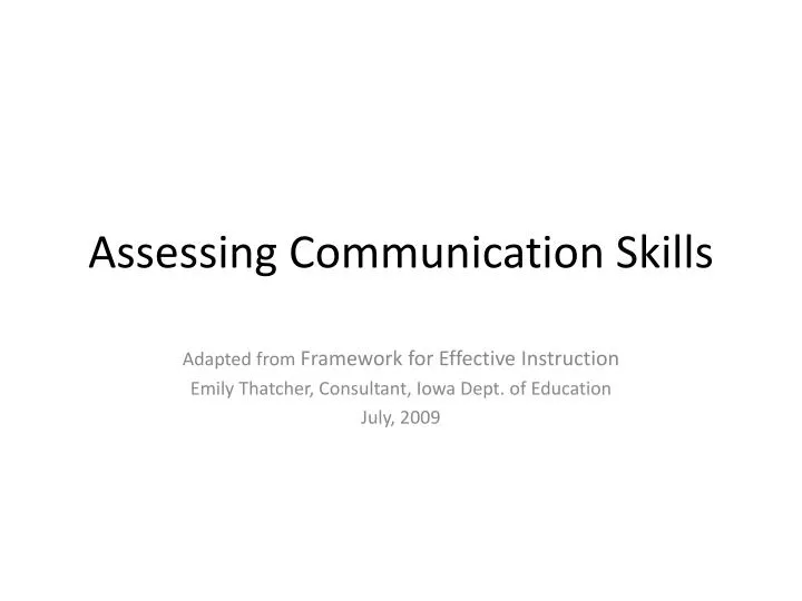 assessing communication skills