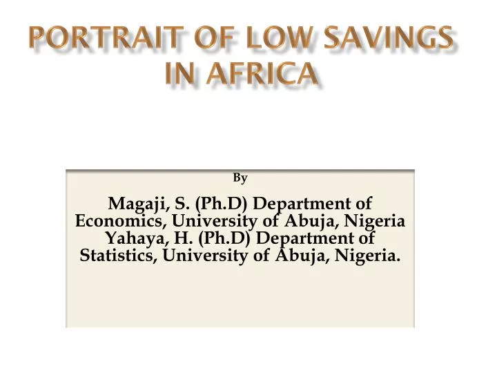 portrait of low savings in africa