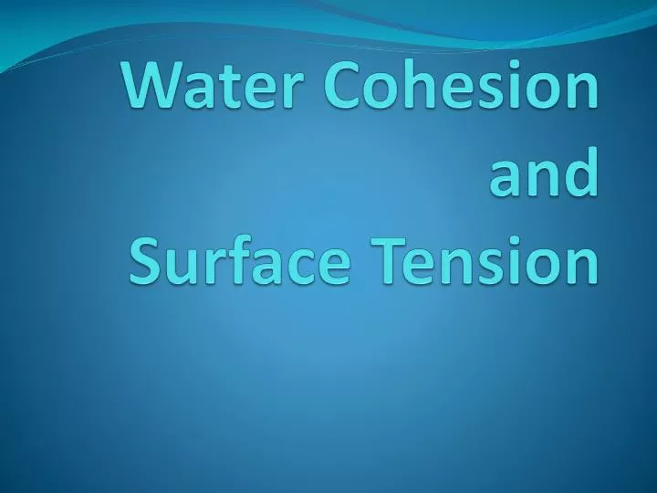 water cohesion and surface tension