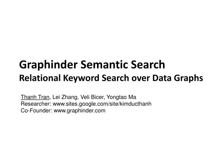 graphinder semantic search relational keyword search over data graphs