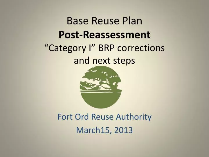 base reuse plan post reassessment category i brp corrections and next steps