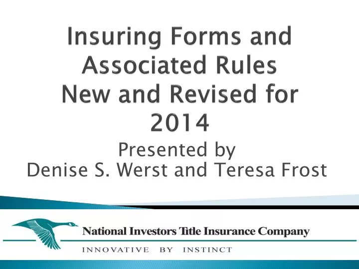 insuring forms and associated rules new and revised for 2014