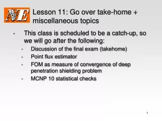 Lesson 11: Go over take-home + miscellaneous topics