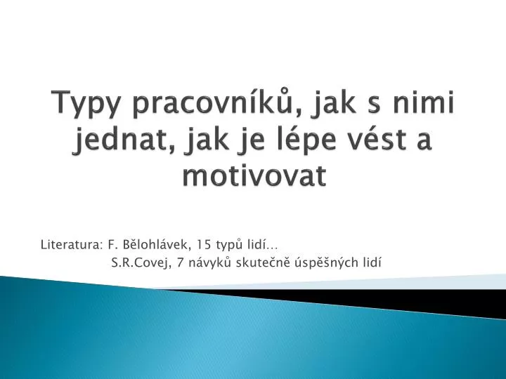 typy pracovn k jak s nimi jednat jak je l pe v st a motivovat