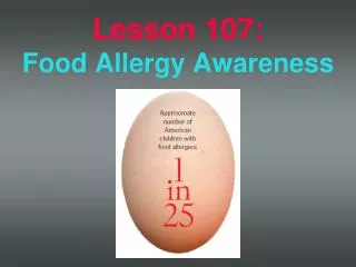 Lesson 107: Food Allergy Awareness