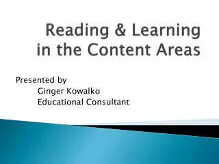 Reading &amp; Learning in the Content Areas