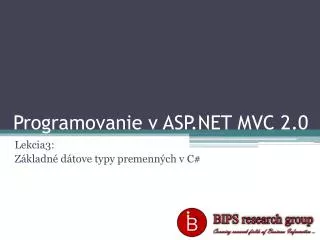 Programovanie v ASP.NET MVC 2.0