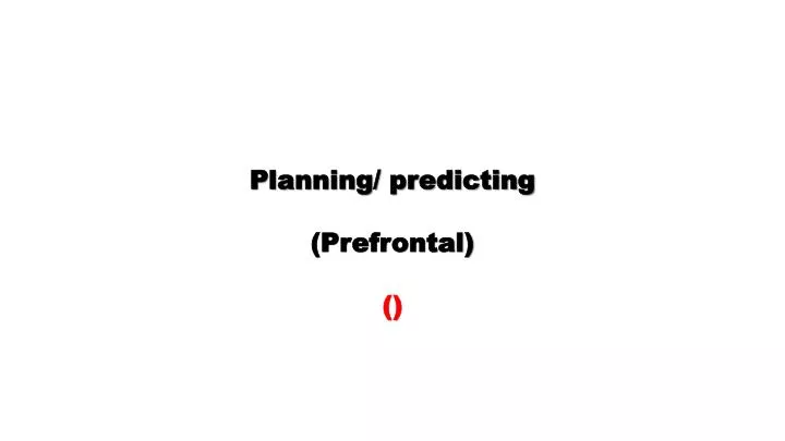 planning predicting prefrontal